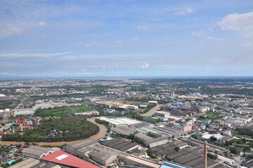 Helicopter flying in Bangkok The view of Bangkok