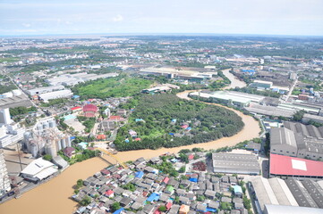 Helicopter flying in Bangkok The view of Bangkok