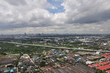 Helicopter fly over bangkok