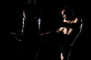 Wrestler training in the gym 