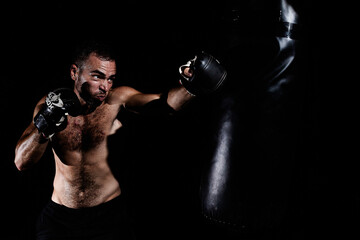 Wrestler training in the gym 