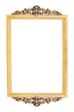 vintage classical golden arch frame. White frame with openwork patterned edge