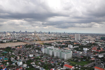Helicopter fly over bangkok
