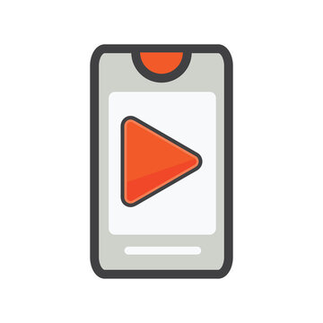 smartphone with video illustration. smartphone illustration. Flat vector icon.