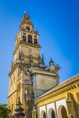 Fototapeta na wymiar View on the Torre Campanario, the Cordoba Mosque Cathedral bell tower, located in Andalusia, Spain