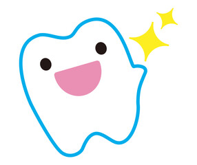 歯がきれいになって喜んでいるかわいい歯のキャラクター