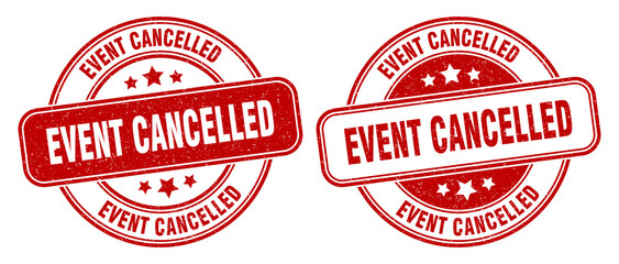 event cancelled stamp. event cancelled label. round grunge sign