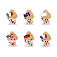 Morel cartoon character bring the flags of various countries