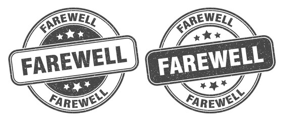 farewell stamp. farewell label. round grunge sign