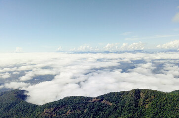 panorama of beautiful sky and 
clouds taken On the mountain , atmosphere was good for start the journey.