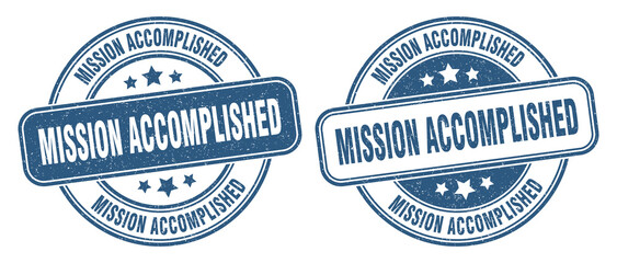 mission accomplished stamp. mission accomplished label. round grunge sign