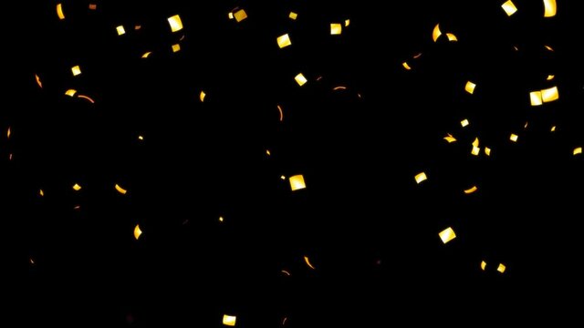 Landscape with golden confetti flying in the air Loop