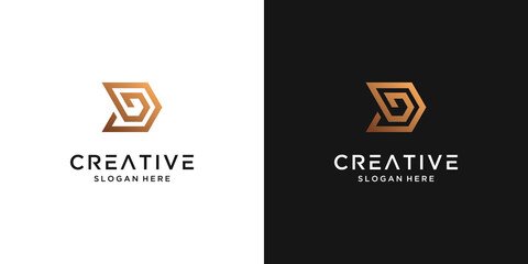 Luxury letter D logo design premium