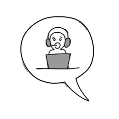 Call center. Doodle vector icon. Drawing sketch illustration hand drawn cartoon line eps10