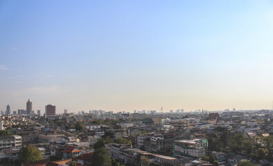 Fototapeta na wymiar Panoramic view on City scenery: Bangkok, Thailand