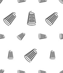 Coil Spring Icon Seamless Pattern, Helical Spring, Energy Storing And Releasing Mechanical Device