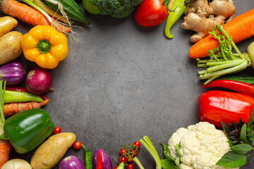 healthy vegetables on old dark background,World food day