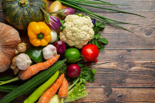 healthy vegetables on wooden table,World food day