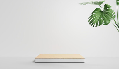 3D rendering of pedestal podium, Abstract minimal display empty space. Geometry podium for beauty cosmetic products.