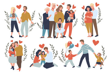 Families of parents and children, happy moments