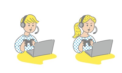 eスポーツ、オンラインゲームをする男女