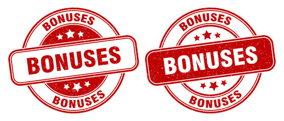 bonuses stamp. bonuses label. round grunge sign