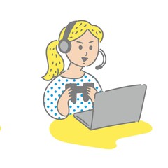 eスポーツ、オンラインゲームをする女性