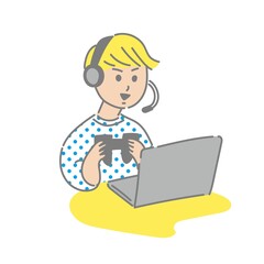 eスポーツ、オンラインゲームをする男性