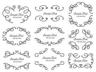 シンプルな飾り線のフレーム枠　黒