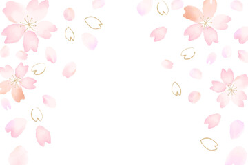 水彩風の桜と花びら1