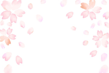 水彩風の桜と花びら