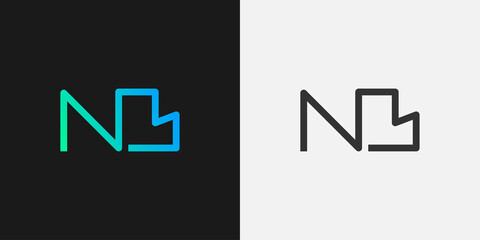 Initial Letter N and B Logo with Line Style in Green and Blue Gradient for Business or Technology Logos © Resdika