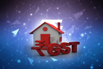 3D rendering Real estate industry-house on indian rupee