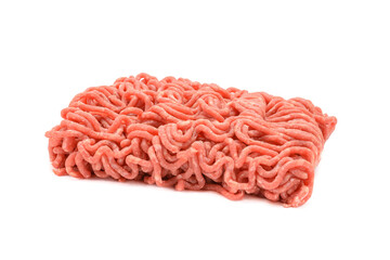 Fresh pork and beef minced meat, garnished with garlic, red pepper and dill.Isolated on a white...