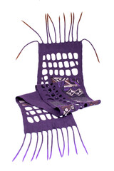 Purple scarf of felted wool on a white background