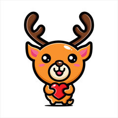 vector design of cute cartoon animal deer hugging love