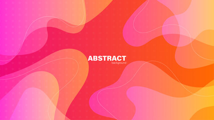 Abstract gradient red and orange background and fluid shape  with lines, background with copy space, vector.