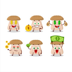 Honey fungus cartoon character with cute emoticon bring money