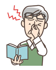 疲れ目のおじいさん