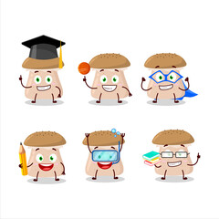 School student of honey fungus cartoon character with various expressions
