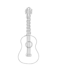 Naklejka premium Continuous one line drawing of acoustic guitar