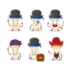 Cartoon character of king trumpet mushroom with various pirates emoticons