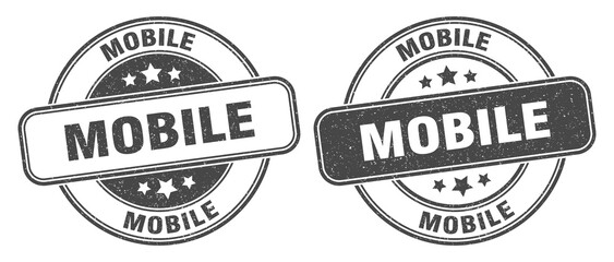 mobile stamp. mobile label. round grunge sign