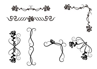 バラの飾り罫（JPEG）