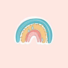 Rainbow. Cartoon doodle rainbow. Isolated vector object.