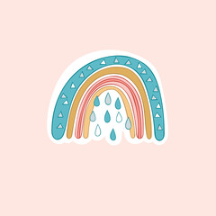 Rainbow. Set. Cartoon doodle rainbow. Isolated vector object.