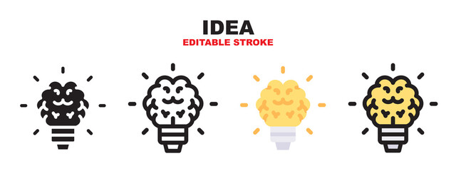 Idea icon set with different styles. Editable stroke and pixel perfect. Can be used for web, mobile, ui and more.