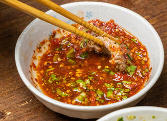 Thai hotpot sipping sauce. Selective fous.