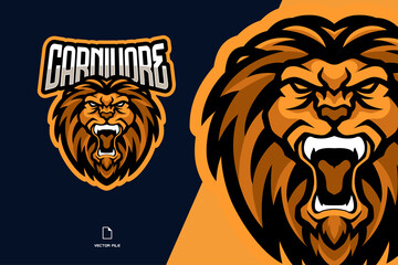 Naklejka premium angry lion with fangs mascot esport logo illustration team