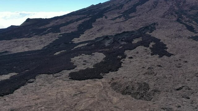 La Fournaise Volcano on Reunion Island on bright daylight